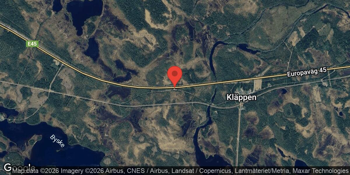 Singelolycka med lastbil orsakar begränsad framkomlighet på E45 vid Kläppen