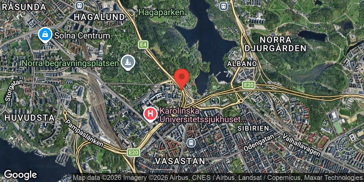 Fordonshaveri på E4 vid Haga Södra påverkar trafiken mot Norrtull