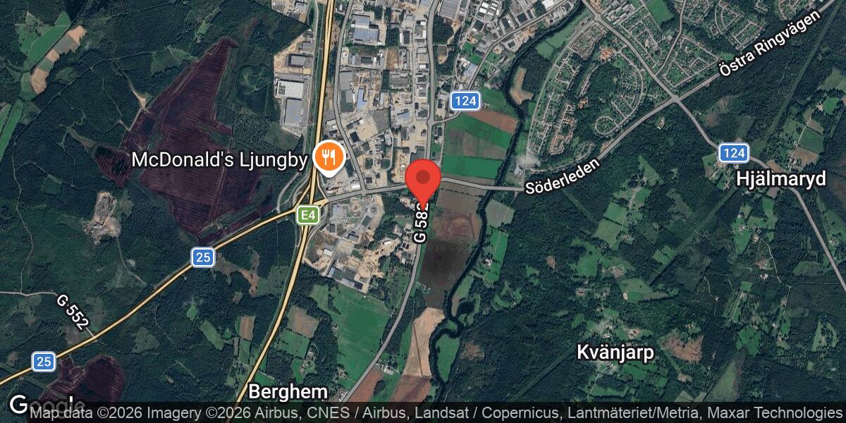 Singelolycka på väg 582 mellan Kånna och Berghemsrondellen