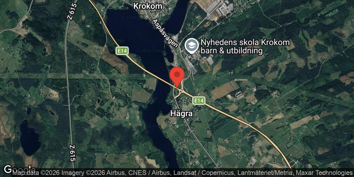 Fordonshaveri på E14 mellan Sandnäset och Trafikplats Hägra påverkar trafiken