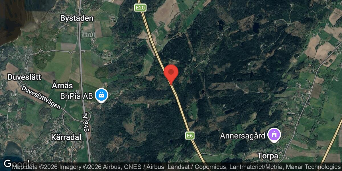 Singelolycka på E6 mellan Värö och Varberg påverkar trafiken