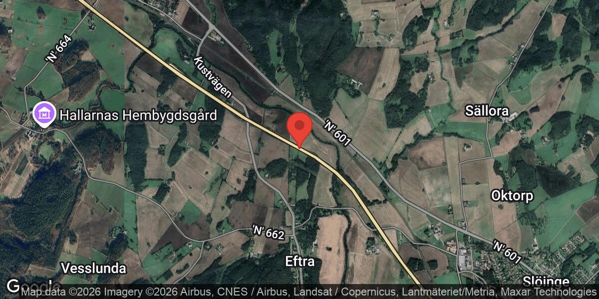 Singelolycka med lastbil på E6 mellan Heberg och Slöinge