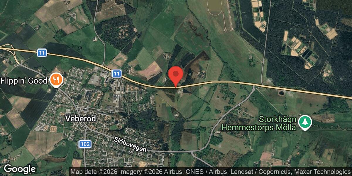 Singelolycka på väg 11 vid Veberöd påverkar trafiken