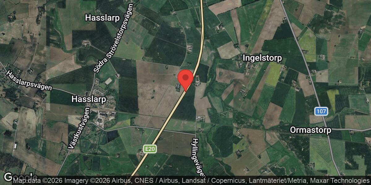 Metallföremål på E6 mellan Fleninge och Strövelstorp påverkar trafiken