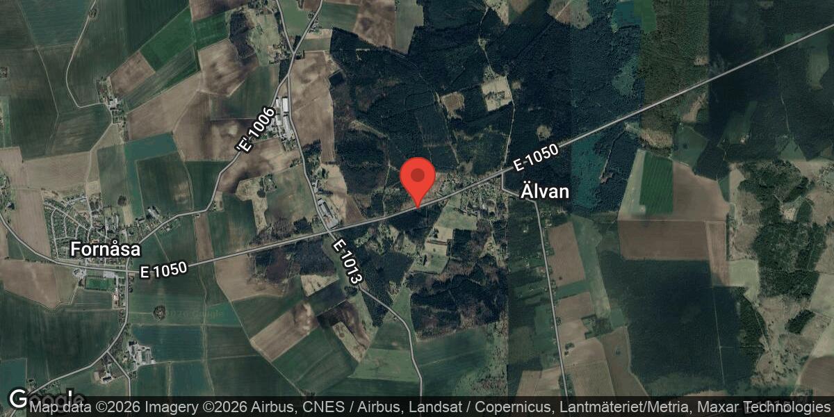 Singelolycka på väg 1050 vid Älvan påverkar trafiken