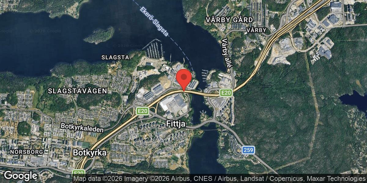 Översvämning på E4 vid Trafikplats Fittja påverkar trafiken mot Stockholm