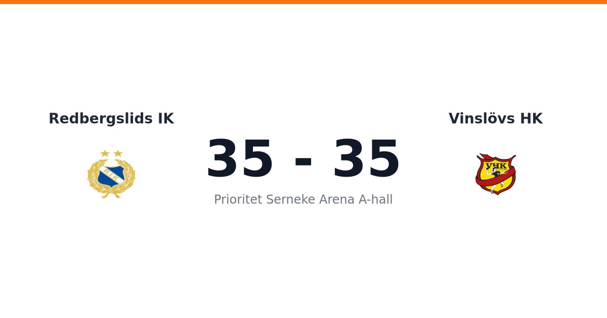 Oavgjort mellan Redbergslids IK och Vinslövs HK i bortamatch