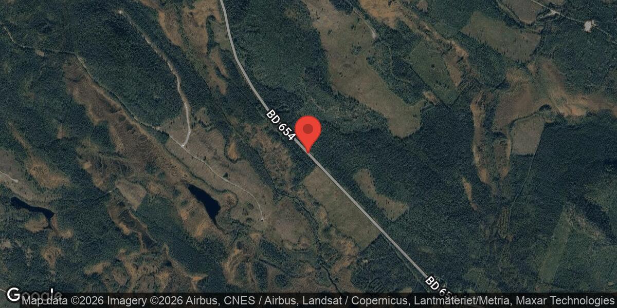 Vägarbete med snödikning på väg 654 mellan Getberget och Nattberg