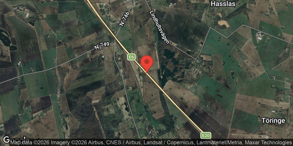 Olycka på E6 mellan Falkenberg C och Morup i riktning mot Göteborg