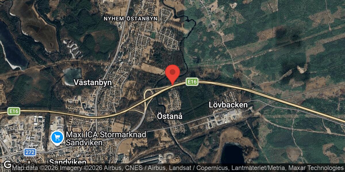 Begränsad framkomlighet på E16 vid Sandviken på grund av haveri