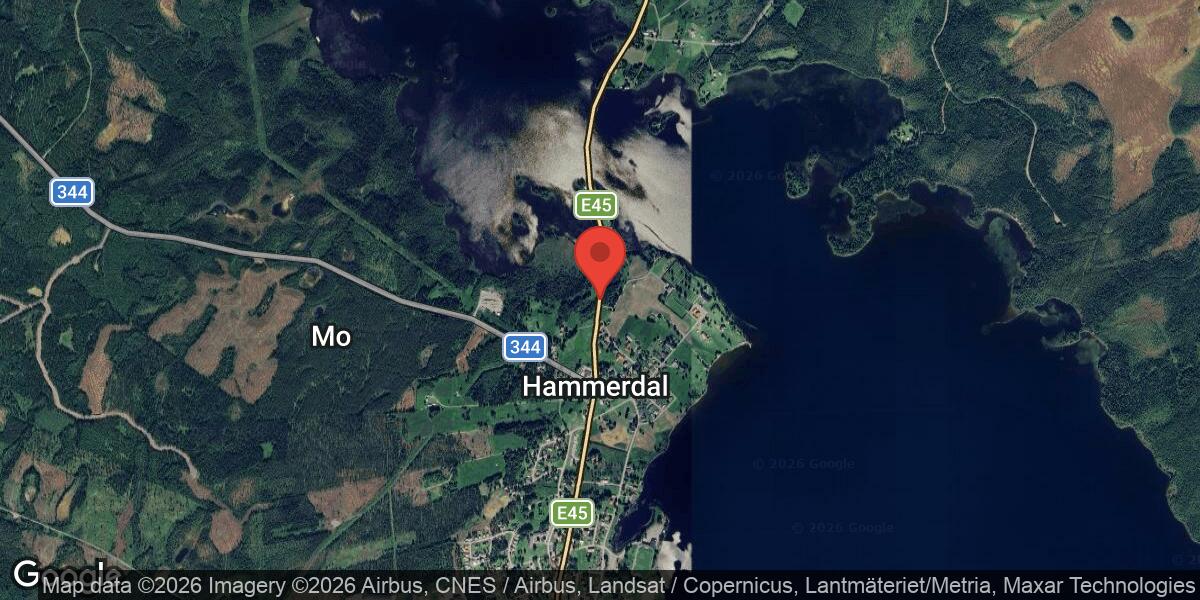 Vägarbete på E45 vid Hammerdal påverkar trafiken med ett körfält avstängt