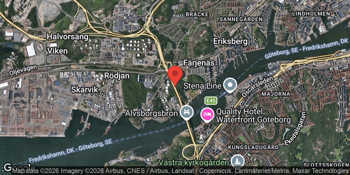 E6 avstängd mellan Älvsborgsbron N och Ivarbergsmotet på grund av hårda vindar