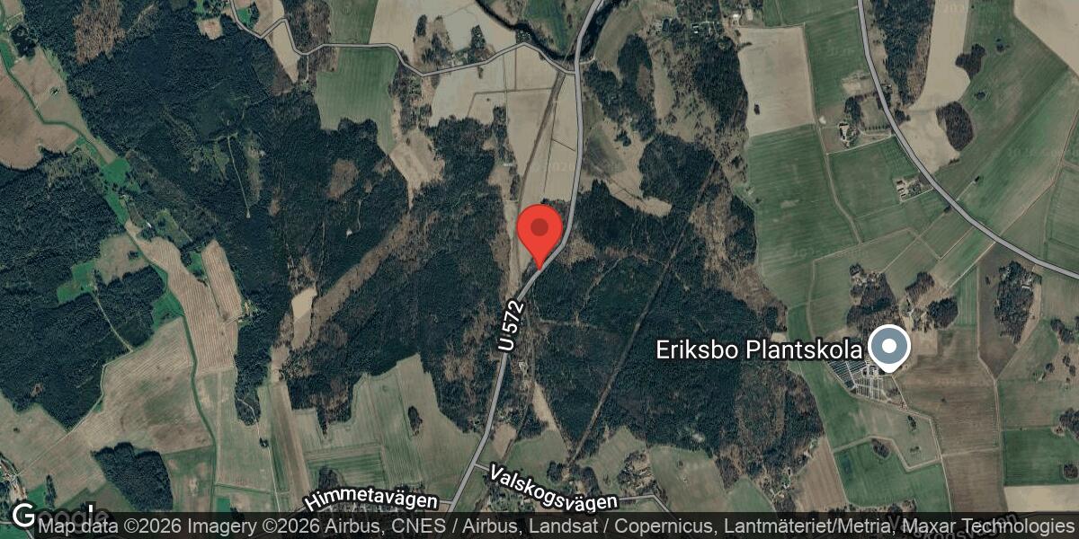 Nedfallet träd blockerar körfält på Väg 572 mellan Valskog N och Borsingby