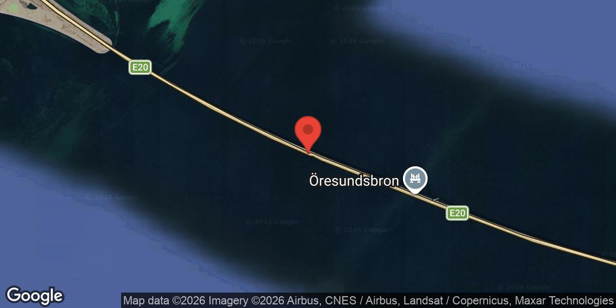 Vägarbete på E 20 Öresundsbron vid Högbron mot Köpenhamn