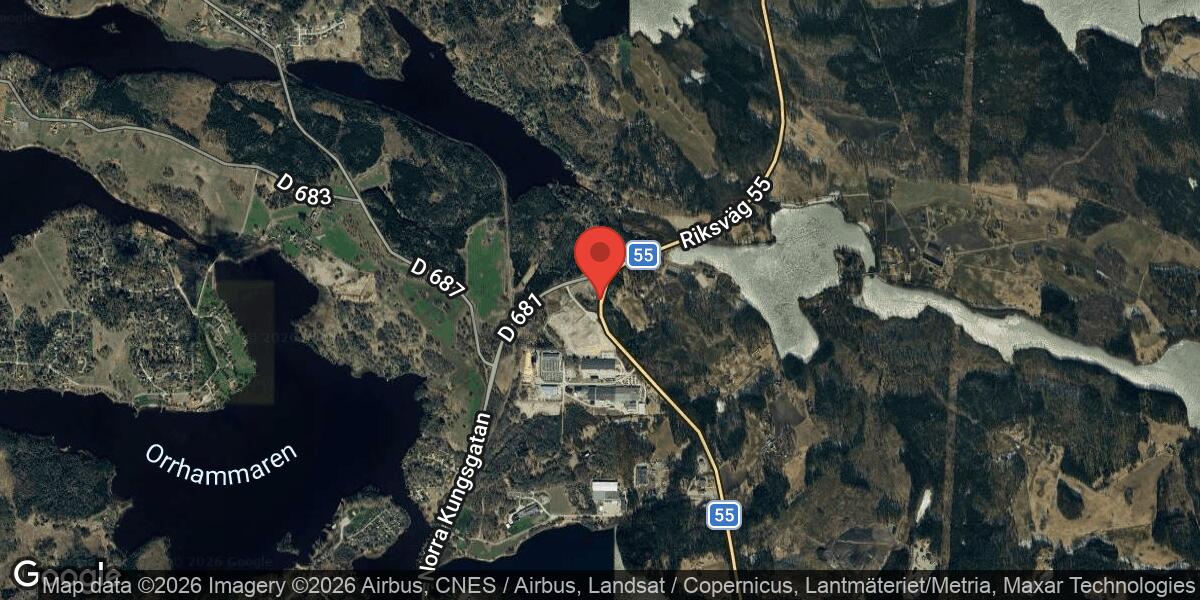 Vägarbete på Väg 55 mellan Kristineberg och Sveaborg under tisdagen