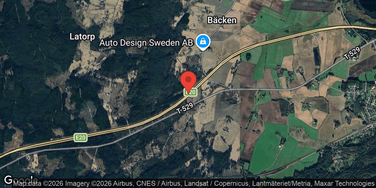 Singelolycka på E20 mellan Vretstorp och Sandstubbetorp