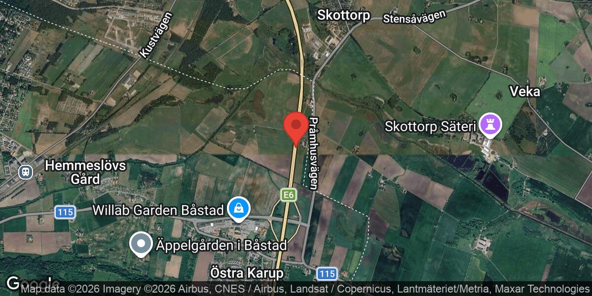 Oljeutsläpp på E6 vid Östra Karup påverkar trafiken