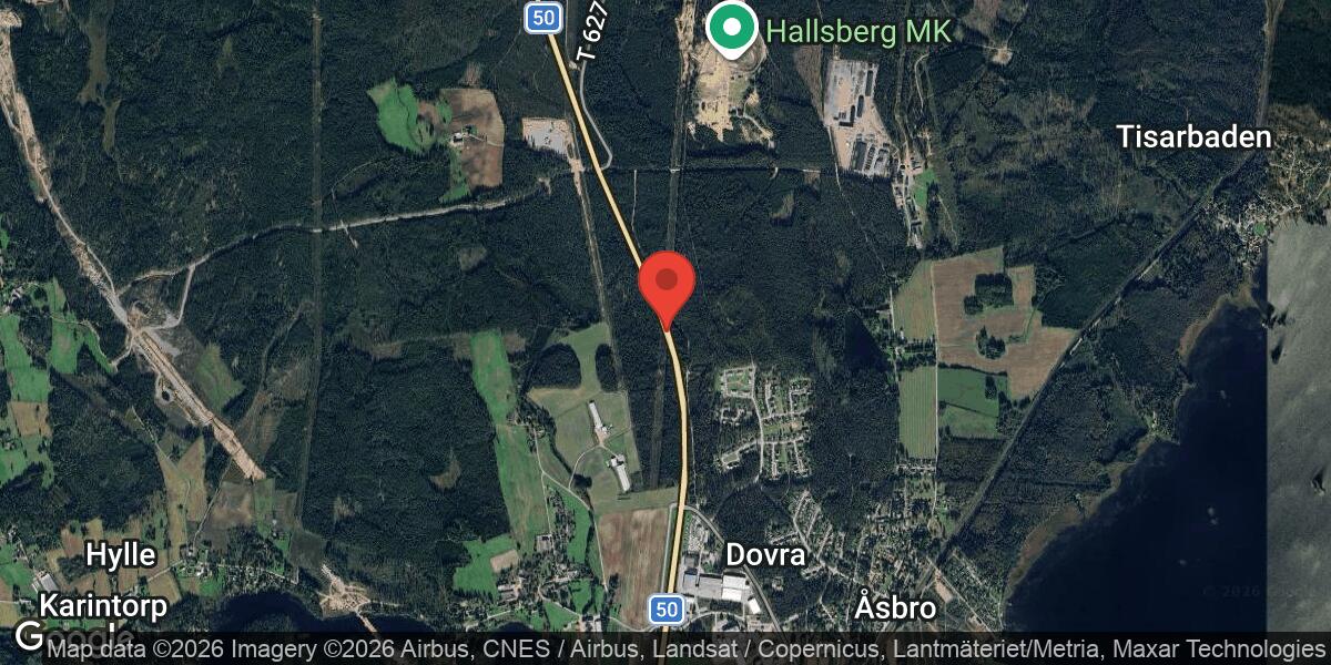 Singelolycka på väg 50 mellan Kassmyra och Åsbro med stor påverkan