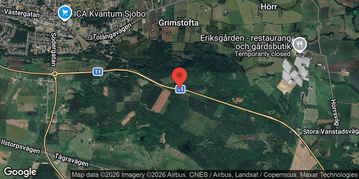 Fordonshaveri på Väg 11 nära Sjöbo-rondellen påverkar trafiken