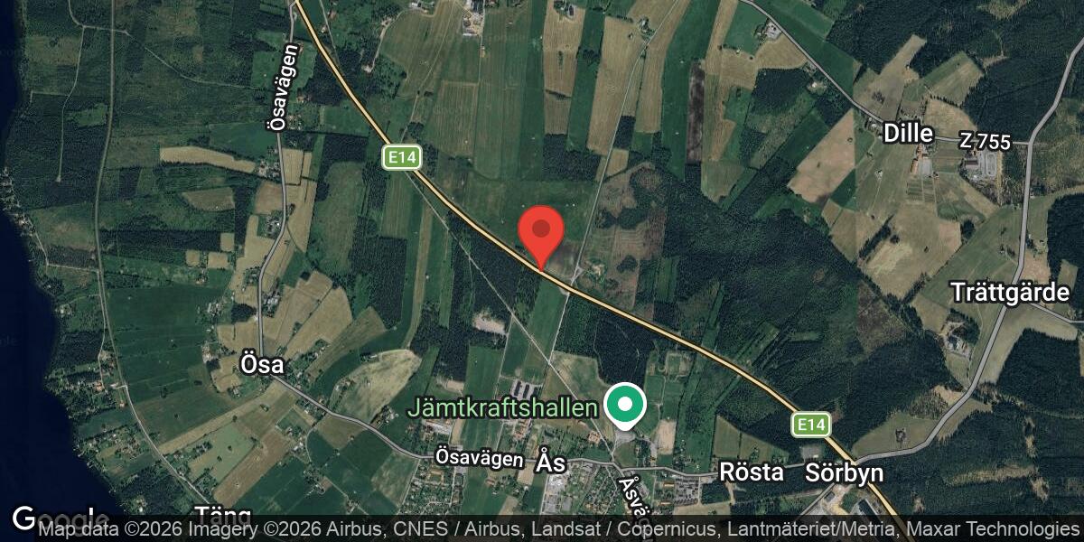 Viltolycka på E14 mellan Trättgärde och Tängtorpet påverkar trafiken