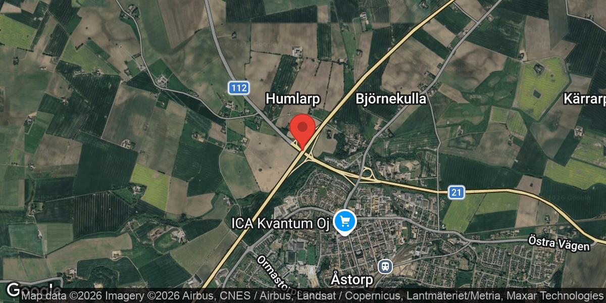 Trafikolycka med tungt fordon vid trafikplats Åstorp påverkar väg 112