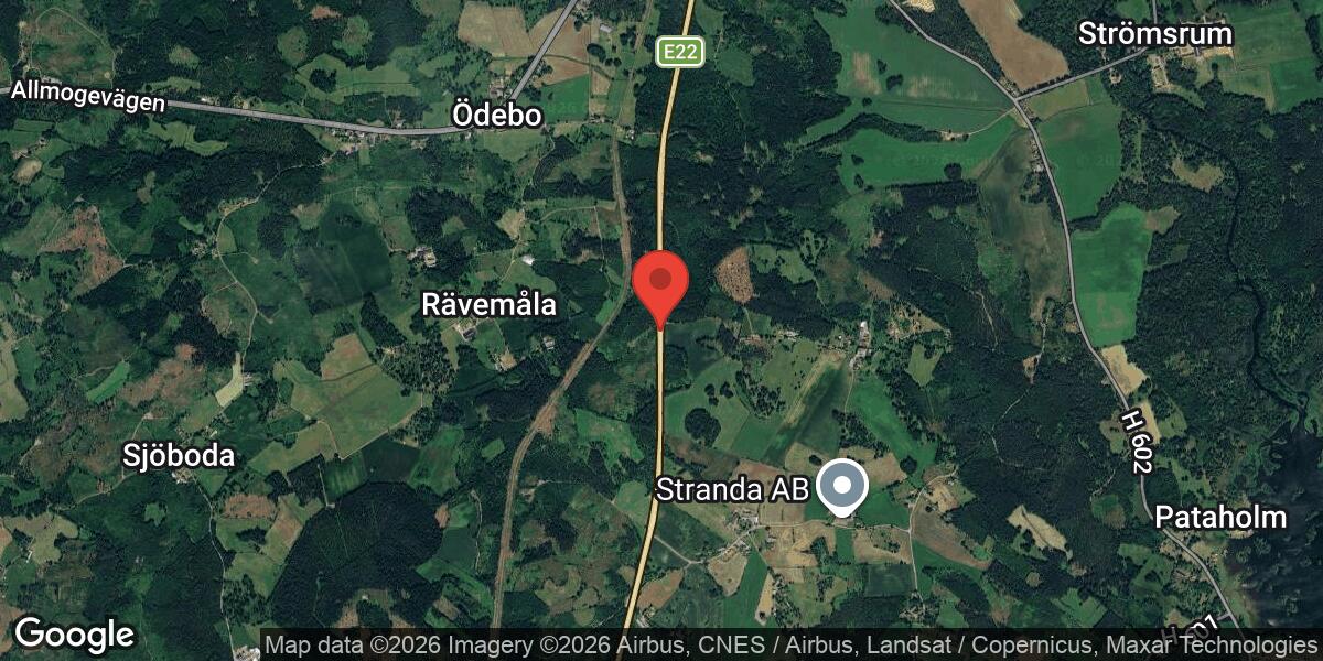 Vägarbete på E22 mellan Kalmar och Påskallavik under tisdagen