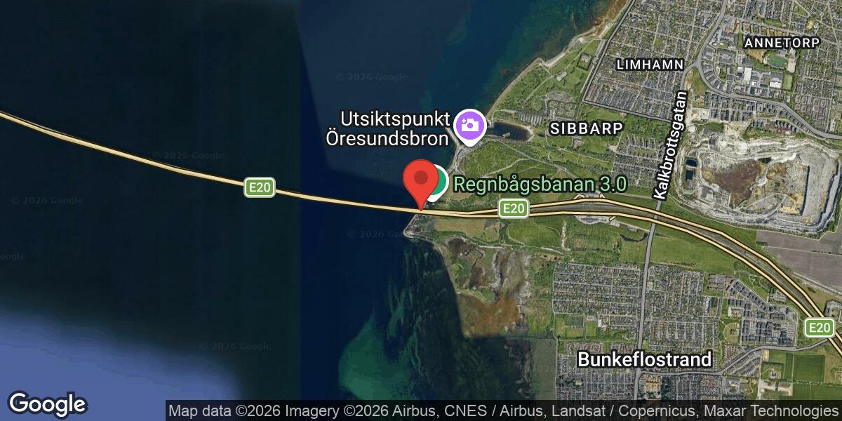 Vägarbete på E 20 Öresundsbron vid Lernacken påverkar trafiken mot Köpenhamn