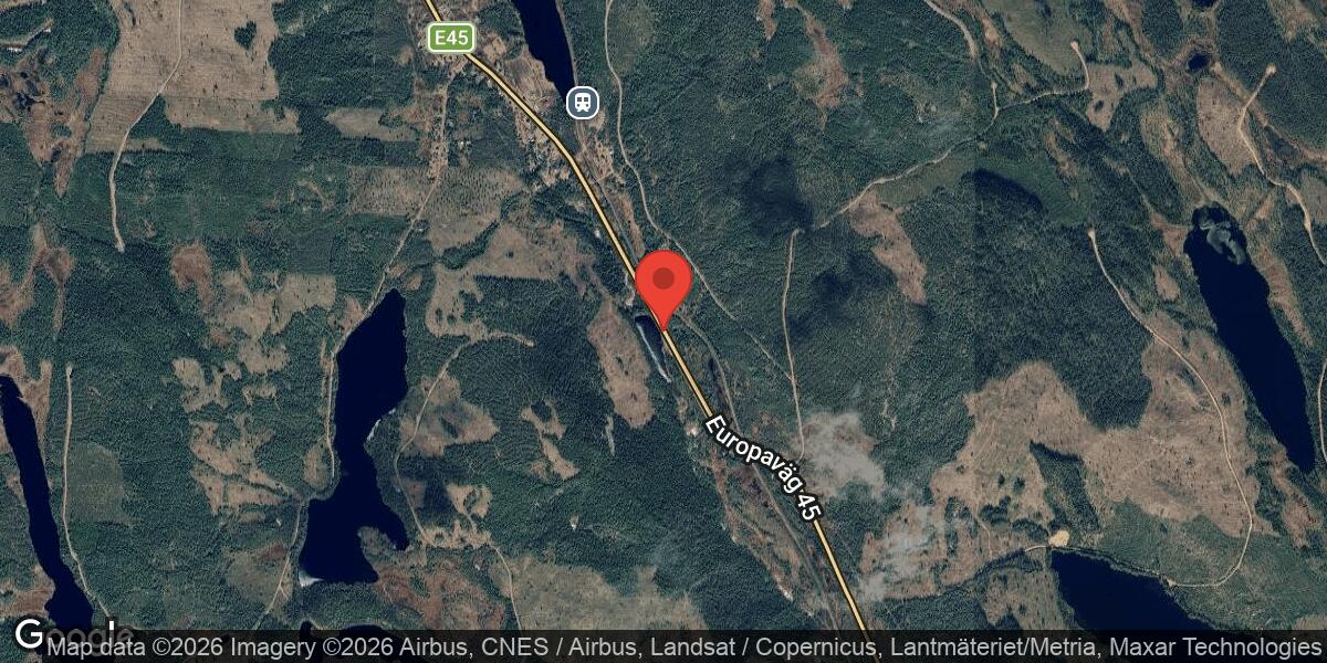 Vägarbete med avlastning av material vid Fridhem påverkar E45 i Ljusdal