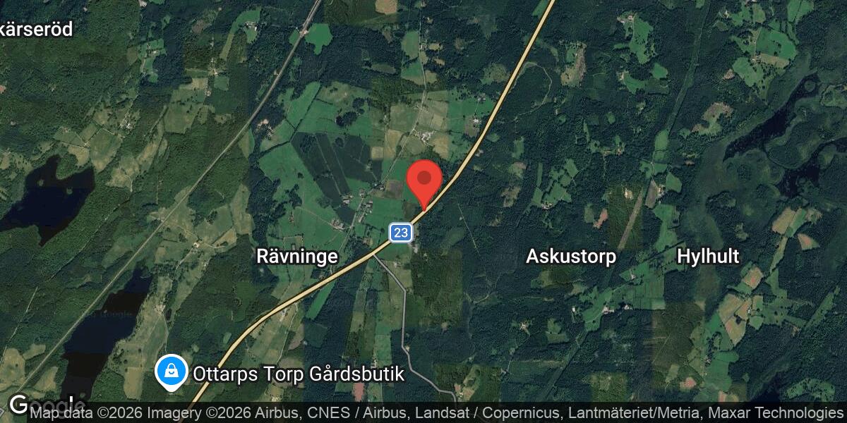 Singelolycka med lastbil på väg 23 söder om Hästveda