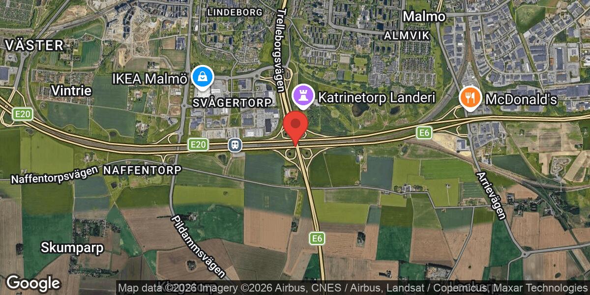 Singelolycka på E6 vid trafikplats Petersborg med stor påverkan