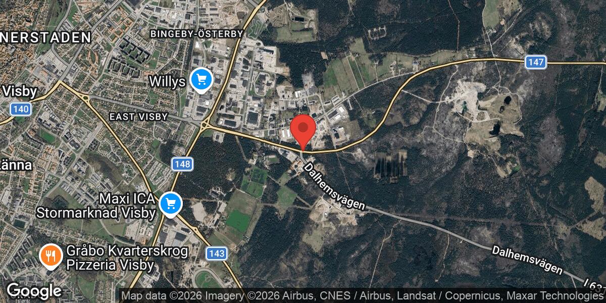 Belysningsarbete på Väg 147 vid Slitevägen/Dalhemsvägen med ett körfält avstängt