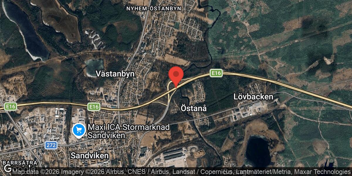 Vägarbete på E16 mellan Sandviken Ö och Forsbacka med begränsad framkomlighet