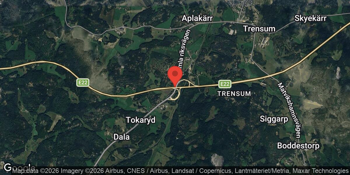 Vägarbete på E22 mellan Trafikplats Åryd och Karlshamn N påverkar trafiken