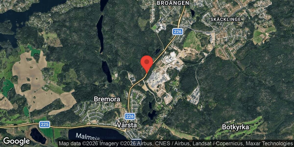 Vägarbete med kabelarbete på väg 226 i Botkyrka påverkar trafiken