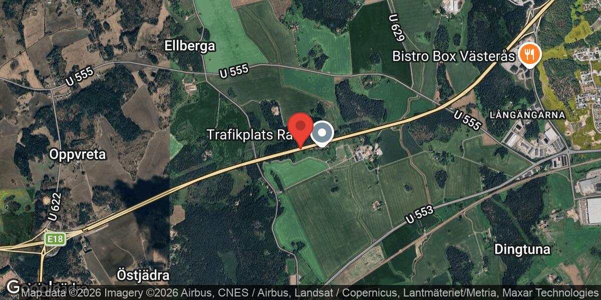 Död grävling på E18 påverkar trafiken mot Enköping