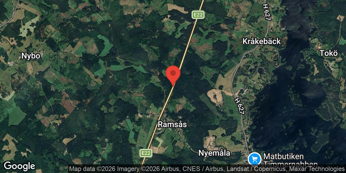 Vägarbete på E22 mellan Mönsterås och Ålem den 24 april