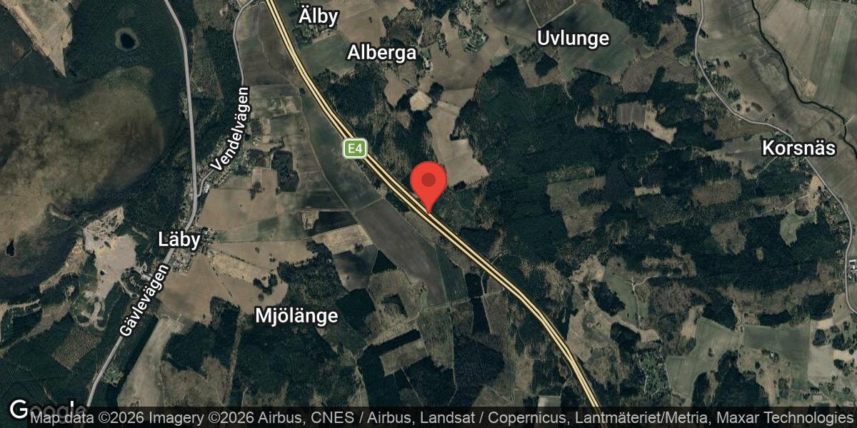 Fordonshaveri på E4 mellan Björklinge och Vendel – liten påverkan i trafiken