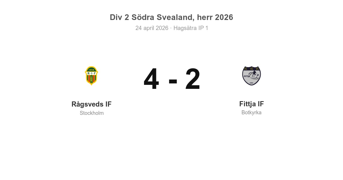 Förlust för Fittja IF borta mot Rågsveds IF