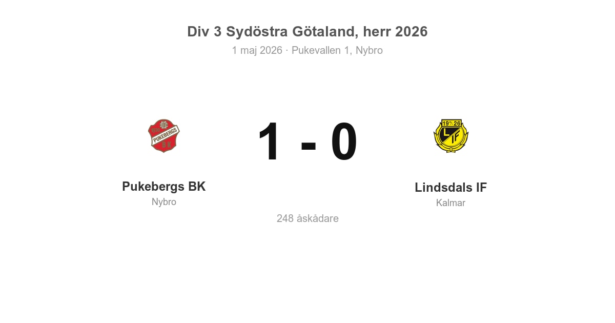 Vinst för Pukebergs BK hemma mot Lindsdals IF