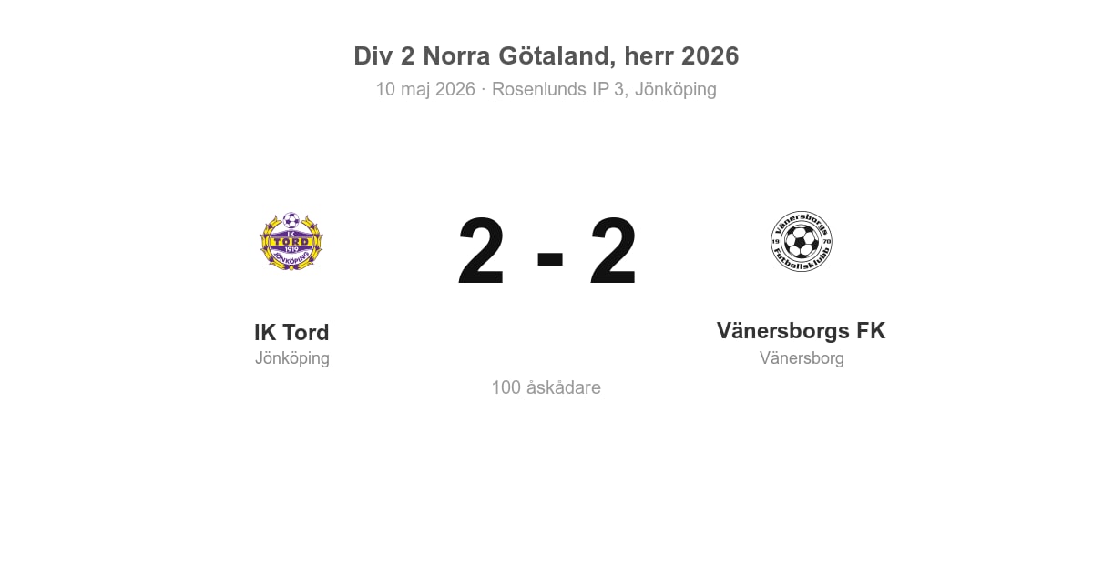 Oavgjort för Vänersborgs FK borta mot IK Tord