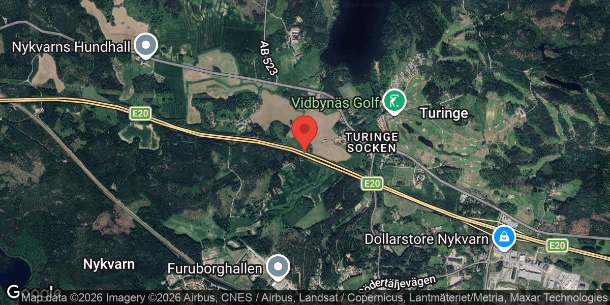 Fordonshaveri på E20 vid Nygård påverkar trafiken mot Strängnäs