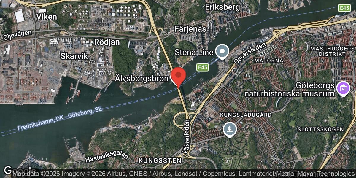 Vägarbete med stor påverkan på E6 vid Älvsborgsbron i riktning mot Mölndal