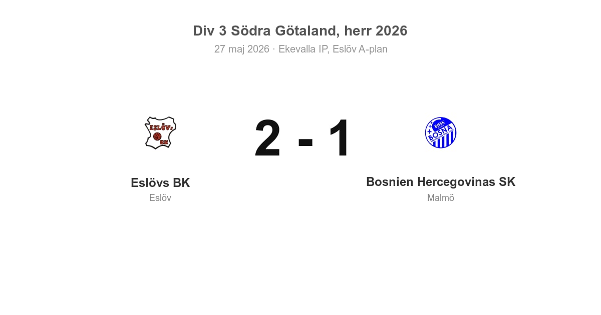 Vinst för Eslövs BK hemma mot Bosnien Hercegovinas SK