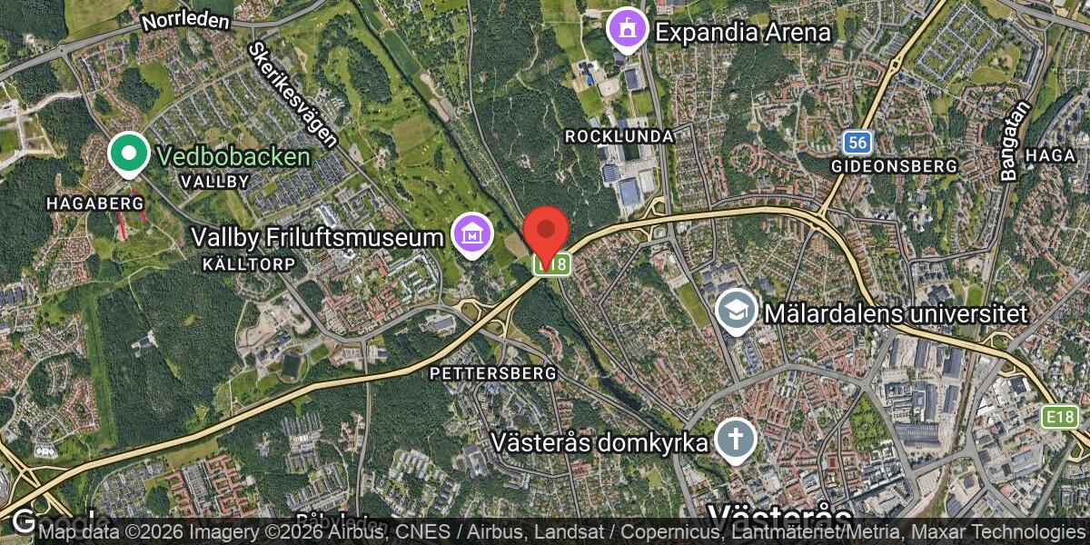 Fordonshaveri på E18 mellan Vallbymotet och Rocklundamotet påverkar trafiken