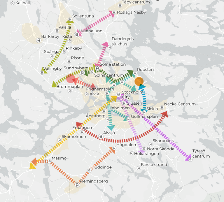 Region Stockholm pekar ut över 30 möjliga nya SL-linjer – förlängning mot Täby föreslås