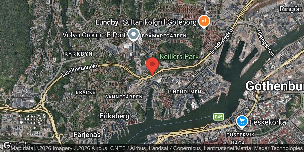 Olycka med tungt fordon på E6 vid Eriksbergsmotet i Göteborg