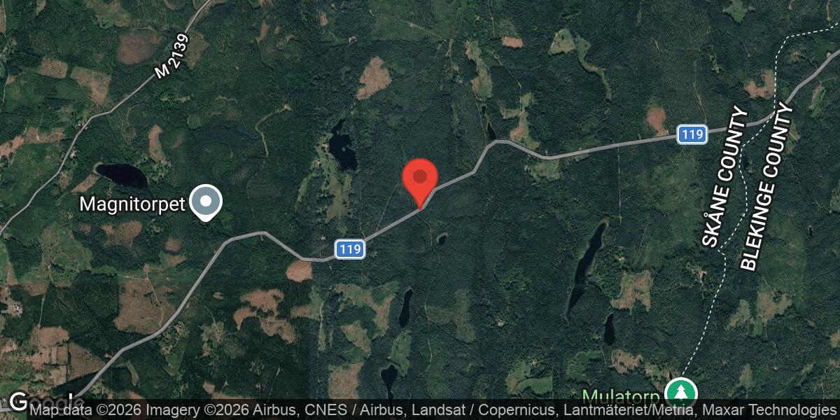 Vägarbete med signalljus på Väg 119 mellan Tosthult och Länsgräns Blekinge/Skåne