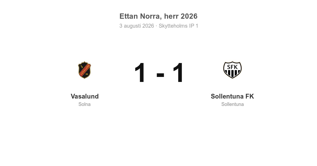 Oavgjort för Vasalund hemma mot Sollentuna FK