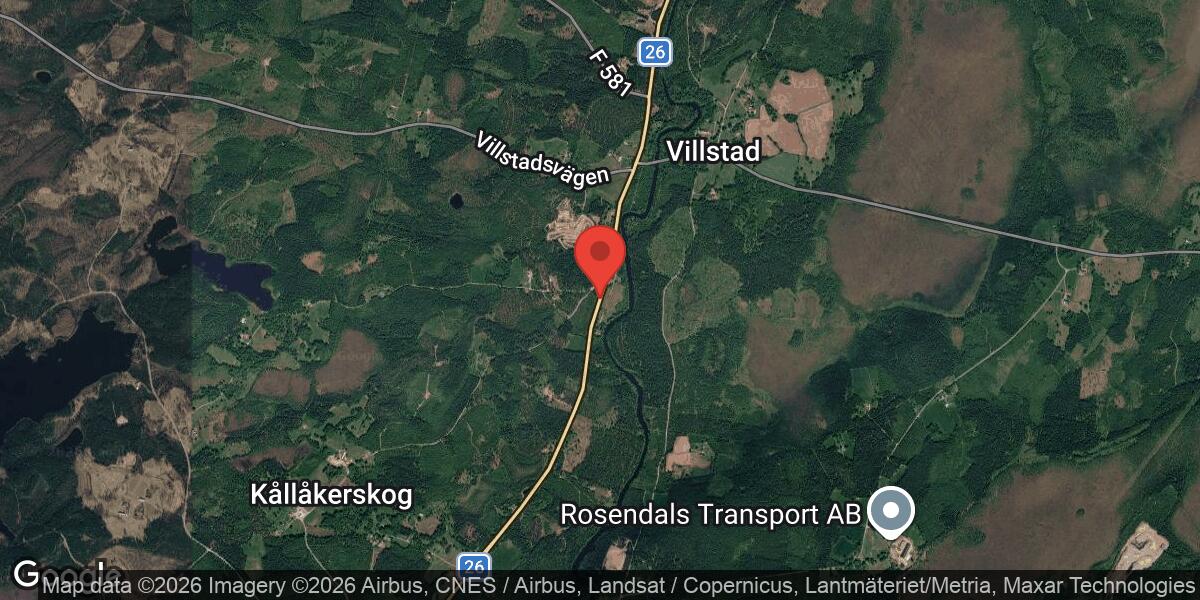 Singelolycka på väg 26 norr om Smålandsstenar med stor påverkan