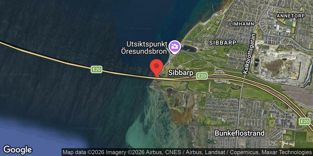Vägarbete på E 20 Öresundsbron mellan Högbron och Lernacken